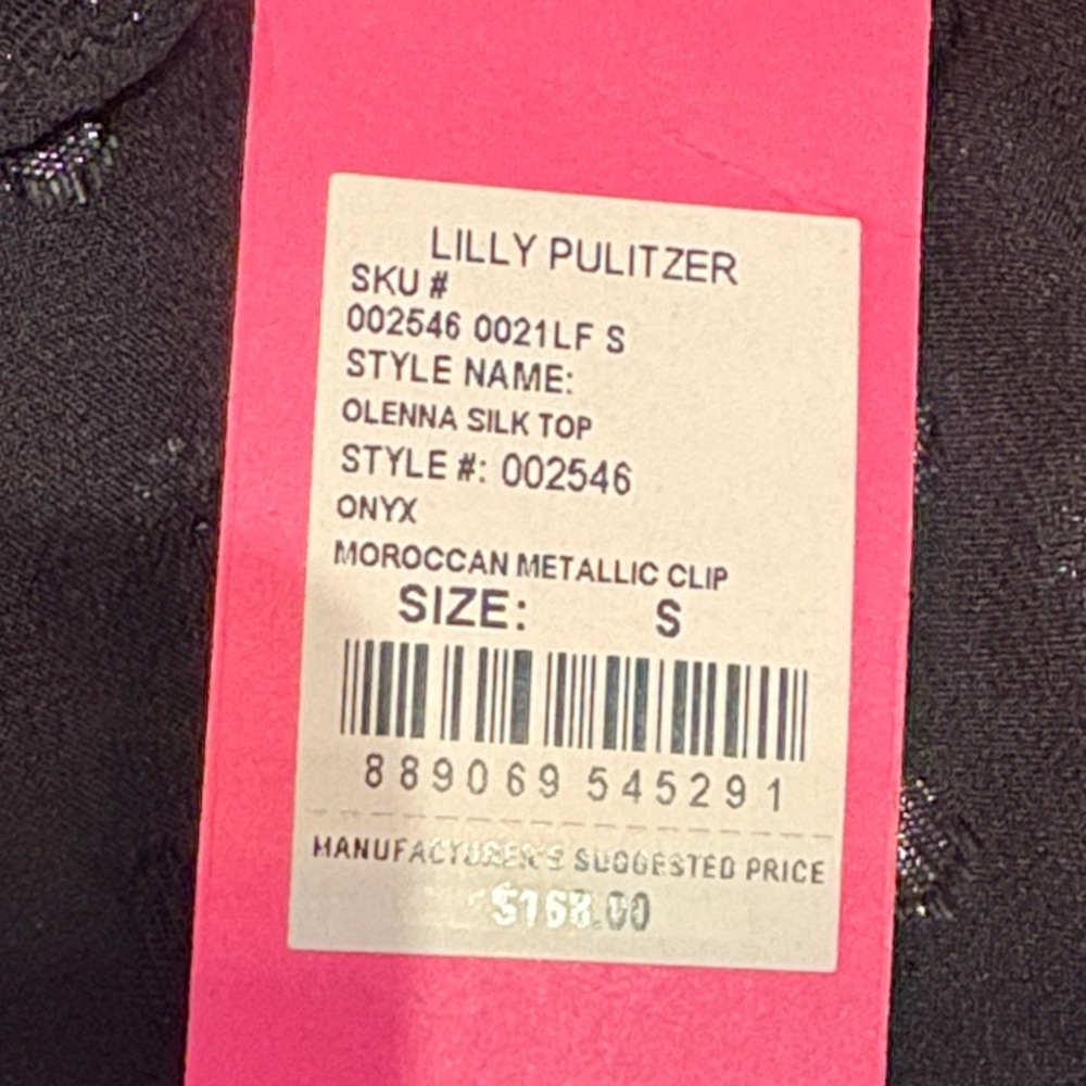 Lilly Pulitzer Black Olenna Silk Blouse with Metallic Dots - Picture 4 of 6